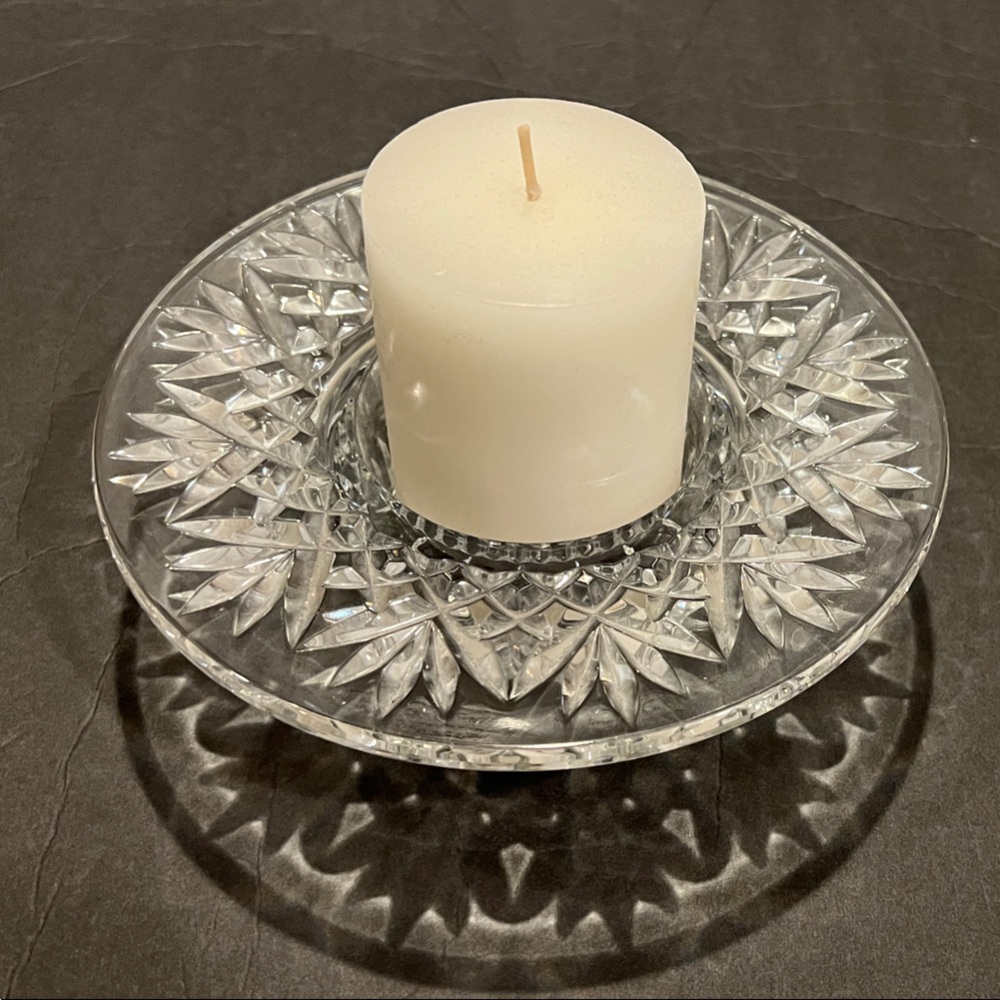 Elegant Crystal Candle Holder with White Candle